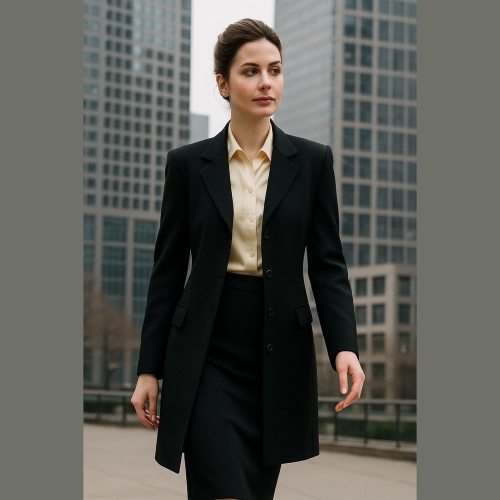 80s 3PC VALERIE STEVENS WOOL BLACK BLAZER SZ 14 & MIDI SKIRT & PANT SZ 16 SET